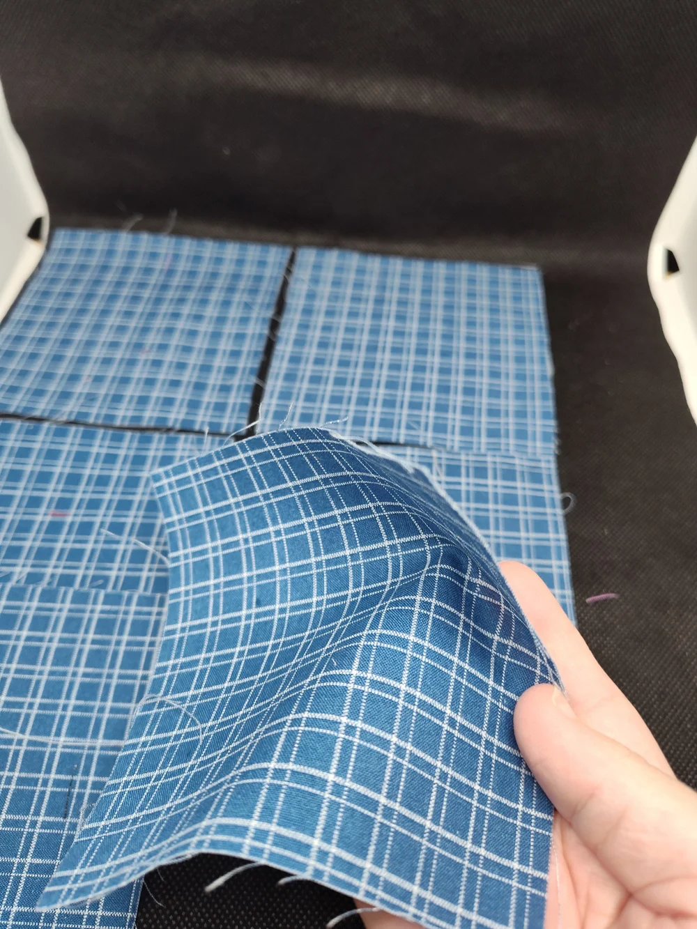 6 4.50 INCH Cotton Fabric SQUARES Blue Plaid